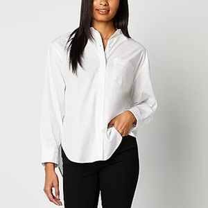 a.n.a Womens Long Sleeve Oversized Button-Down Shirt